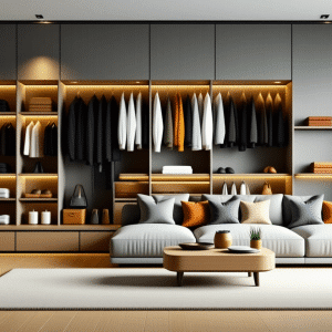 Aménager un dressing modulable sous le canapé