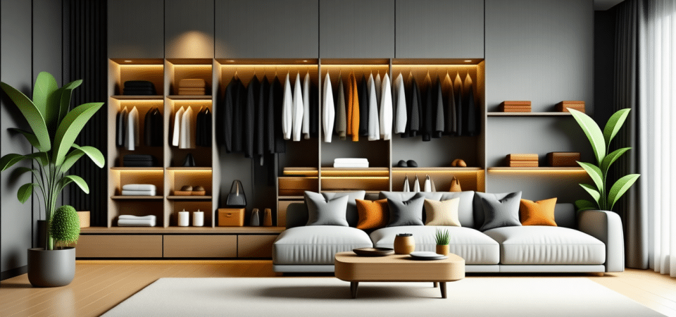 Aménager un dressing modulable sous le canapé